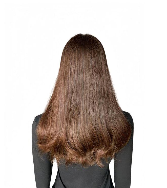 21 Inch Unprocessed Virgin Slavic Hair Lace Top Wig, Mocha Brown with Natural Wavy