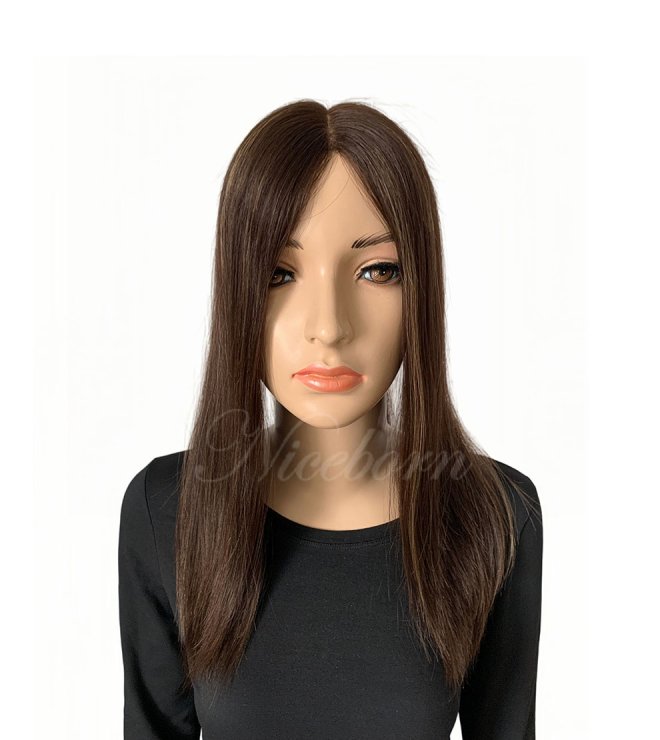 Ultra natual lace topper 15inch Walnut human hair topper 