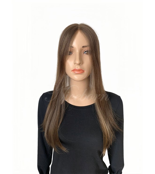 Warm light brown base 18inch Olive Ultra-breathable Human Hair Topper