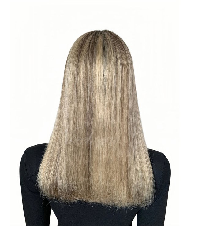 100% luxury human hair with intact cuticles lace top wig #Sunny Blonde