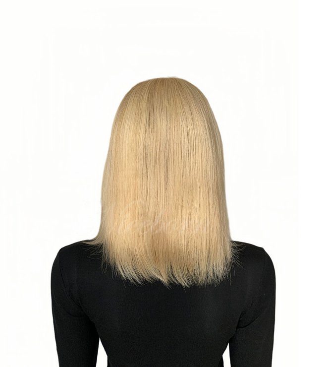 BOB style creamy pale blonde European hair lace top wig 14inch #16/24