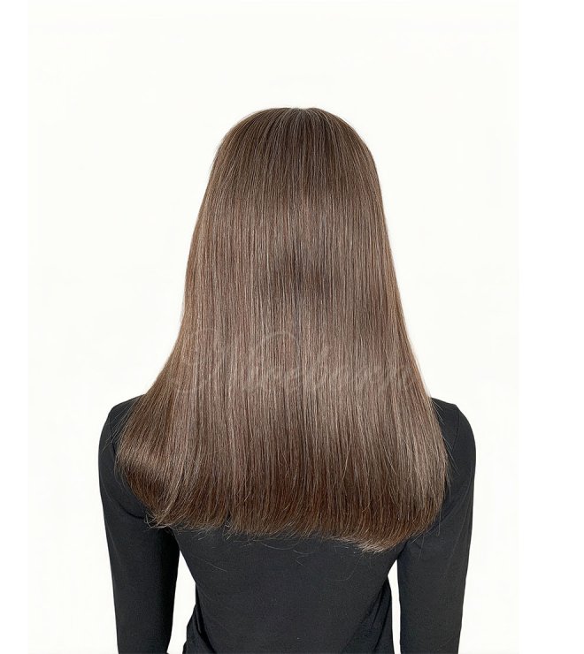 Ashy brown lace top wig 18inch no layer with diamond liner