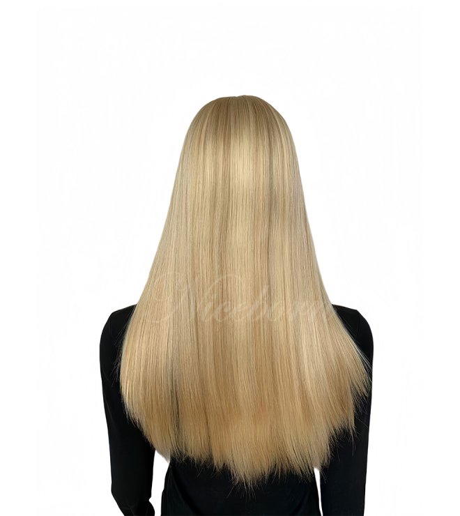 Golden blonde color multidirectional wig with lace front #16-24