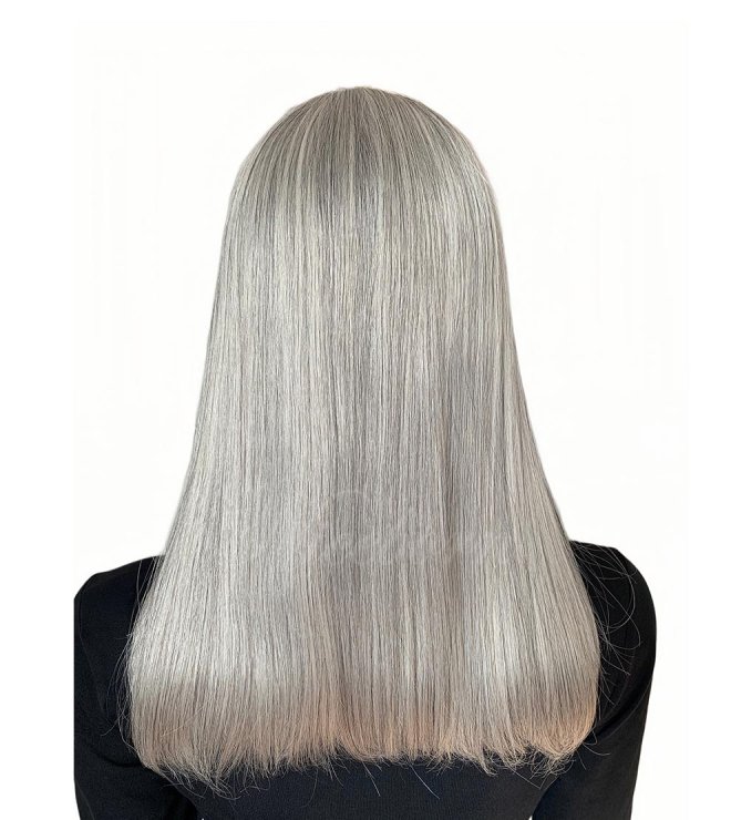 100% luxury human hair with intact cuticles lace top wig Silver Ashy 18inch