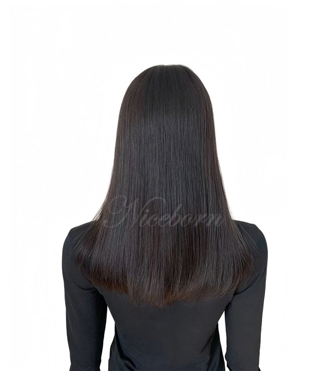 Natural wavy dark brown with highlighted Lace top wig #2/4