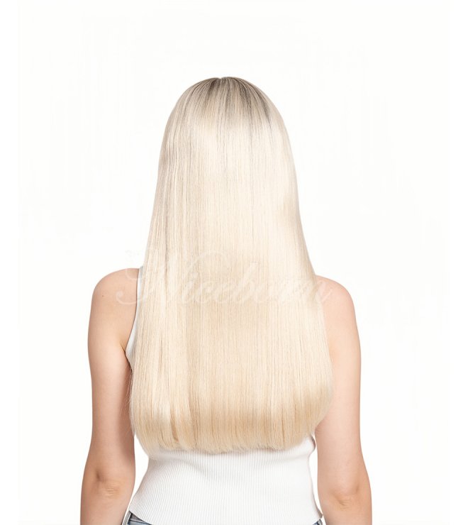 Premium European hair with cuticle aligned silvery white lace top wig