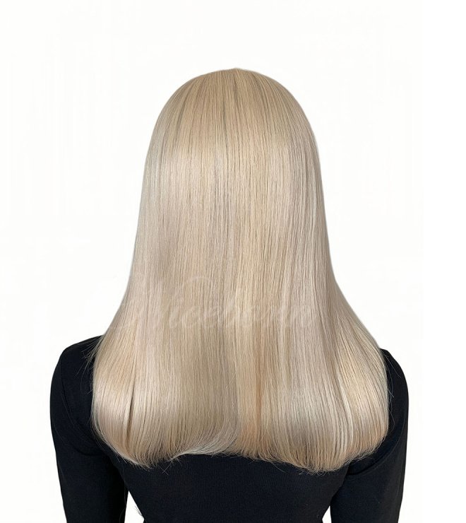 Milk white blonde 17inch European hair lace top wig 