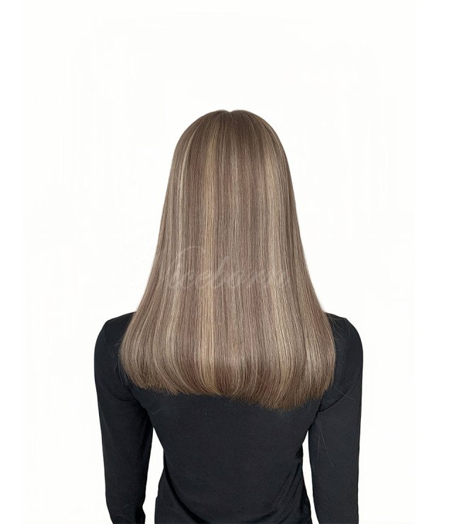 Balayage hair with transparent lace handtied top wig 16inch #8/14/22
