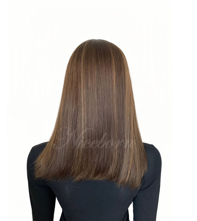 Seamless connection 100% human hair Skin top wig lace front #2-8-12