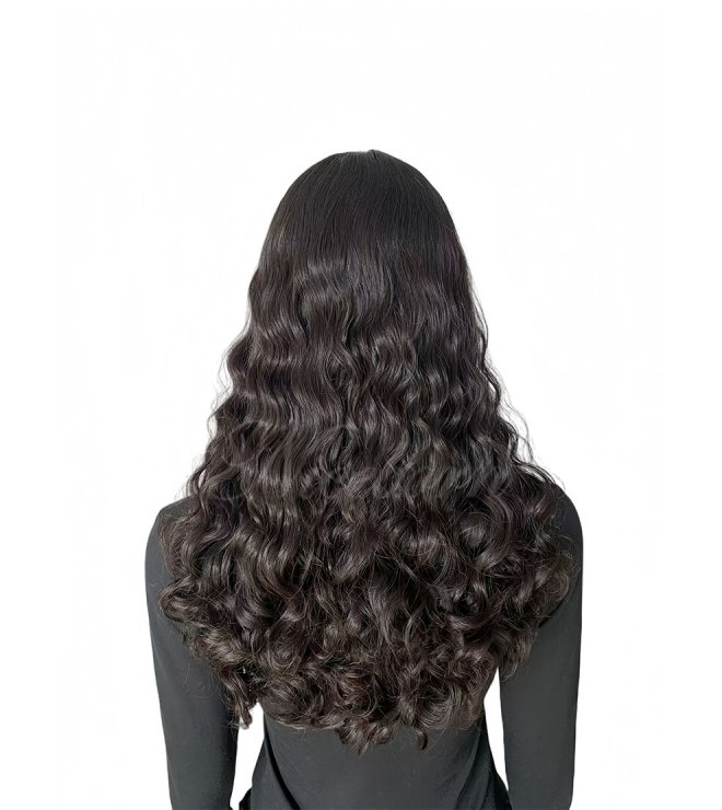 24inch dark brown European hair Silk top wig with lace front-#2 