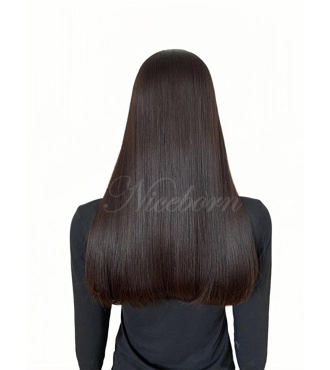 Glue-less silk top human hair wig 22inch #2 silk top wig with lace front