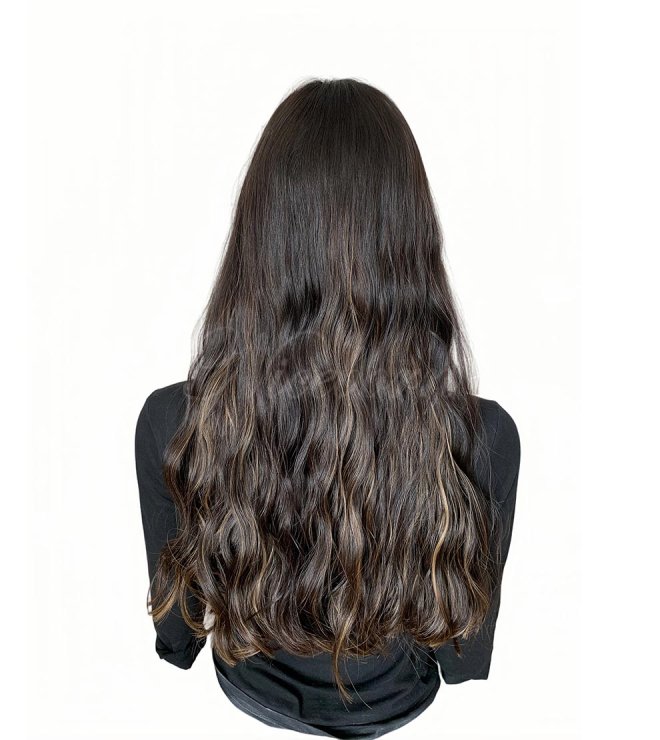 Luxury injection top human hair wig with natural volume and comfortable wear 23inch #2-4-14 silk top wig