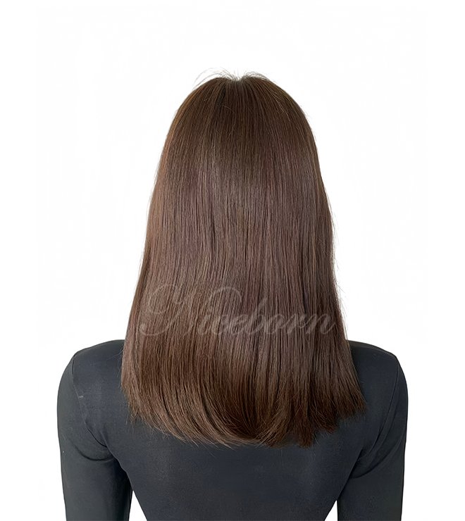 16inch #4 Natural looking full hand tied 100% virgin human hair wigs with comfortable cap