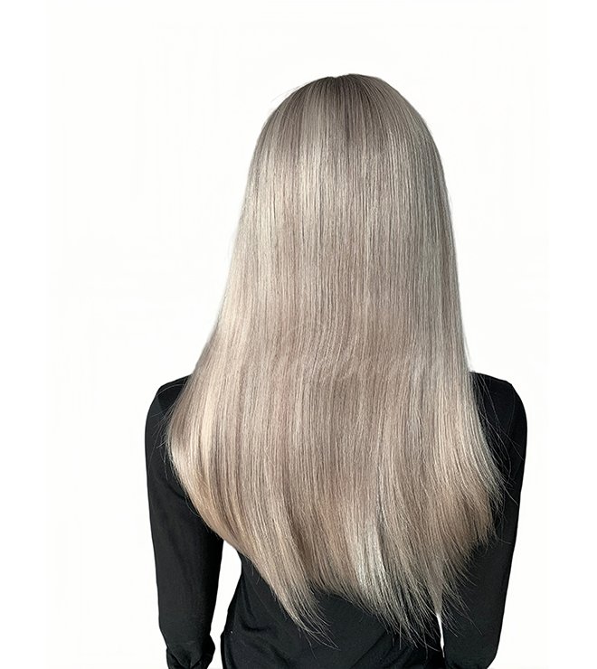 Cuticle aligned lace front full hand tied wig with Violet color 22inch