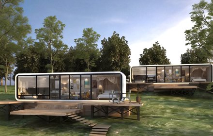 Open-Plan Glamping Apple Cabin A7