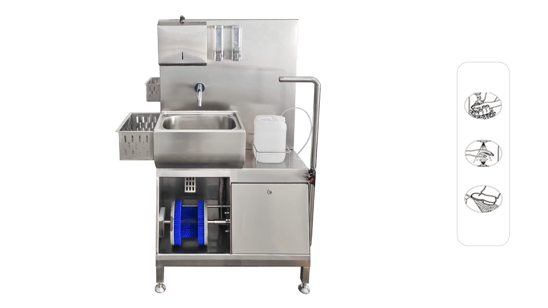 Henger Technology HE-HCDS16 boot washing unit working flow diagram