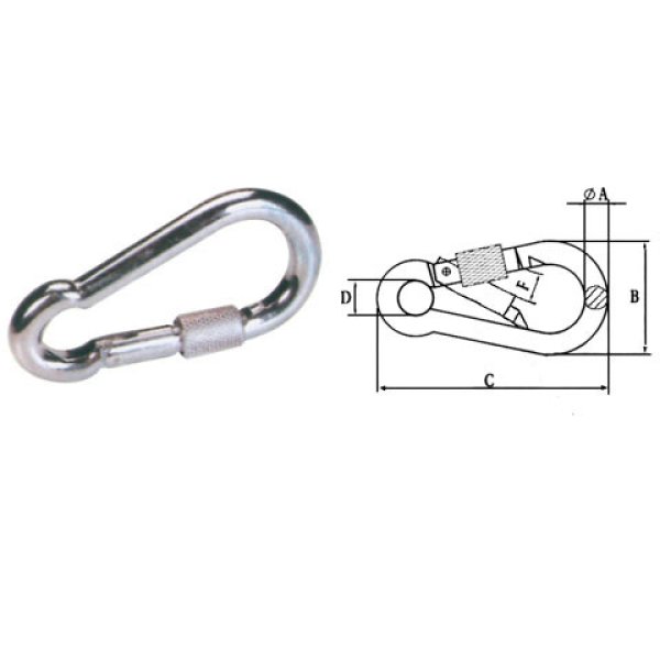 Mosquetón con tornillo, galvanizado