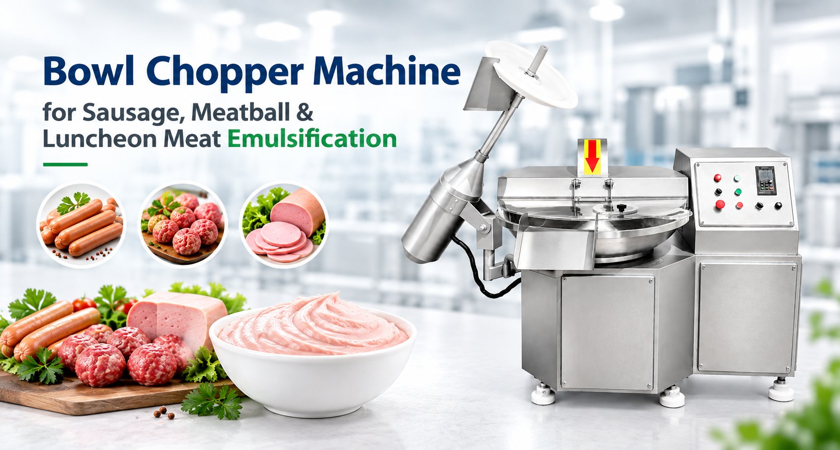 Bowl Chopper Machine for Sausage, Meatball & Luncheon Meat Emulsification
